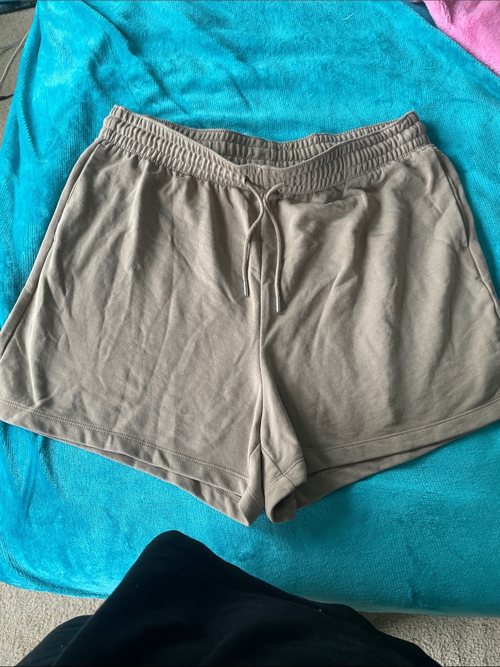 H&M Women's Drawstring Athletic Shorts in Taupe